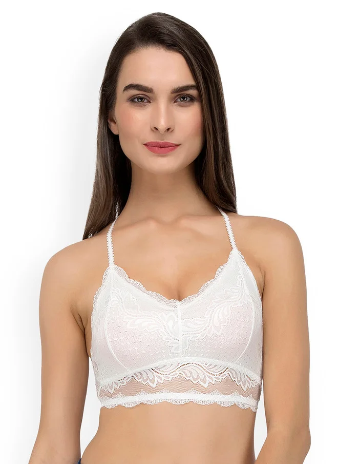 ليس اند مي  Laceandme White Lace Non-Wired Lightly Padded Styled Back Bralette Bra 4368